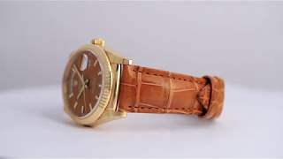 Rolex DayDate 36 mm 18ct Yellow Gold Cognac Dial 118138  Time4Diamonds [upl. by Oap]