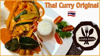 Rotes Thai Curry Original Rezept mit Hähnchenbrust Gemüse Erdnussnote Reis  thailändisch kochen [upl. by Rosemonde]