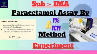 Paracetamol Assay by A11cm Method Expt  Specific Absorptivity Method  Determination of PCM conc [upl. by Opportuna]