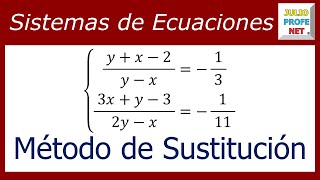 SISTEMA DE ECUACIONES LINEALES 2×2 POR MÉTODO DE SUSTITUCIÓN  Ejercicio 2 [upl. by Dnalhsa49]