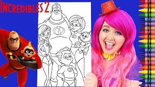 Coloring The Incredibles 2 Family GIANT Disney Coloring Page Crayola Crayons  KiMMi THE CLOWN [upl. by Nairret]