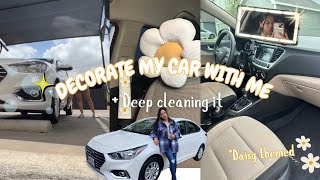 DECORATE MY CAR WITH ME🌼  deep cleaning it 🫧 [upl. by Gauntlett]