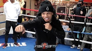 GERVONTA TANK DAVIS SHAKES OUT SHADOW BOXES DAYS AWAY FROM HUGO RUIZ FIGHT [upl. by Schacker]