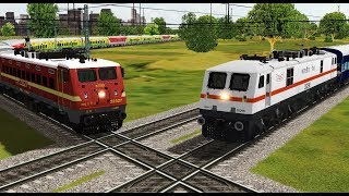 Two trains crossing each other at Indias Famous Diamond Crossing  Indian Railways [upl. by Auqinahs]