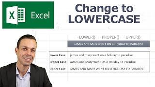 Change Text to Lowercase or Uppercase in Excel or First Letter Capitalized [upl. by Cadel34]