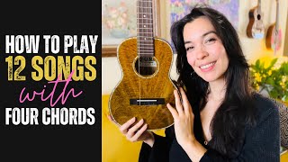 How To Play 12 Songs with 4 Easy Ukulele Chords [upl. by Eilra]