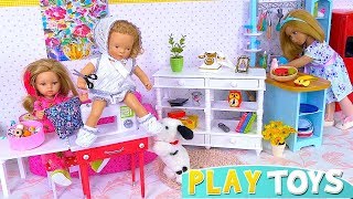 Play Baby Dolls family House Cleaning Routine Toys [upl. by Ranzini697]