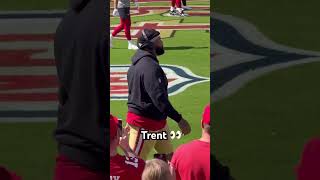 49ers Trent Williams takes field for his pregame lap around the field with cleats and game pants on [upl. by Harbison220]