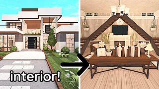 Decorating My Modern Villa Bloxburg House Interior Build Part 2 [upl. by Aydni224]