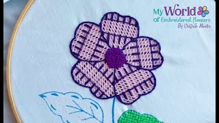 Bordado Fantasía Flor 40  Hand Embroidery Flower with Fantasy Stitch embroidery handembroidery [upl. by Isaiah]