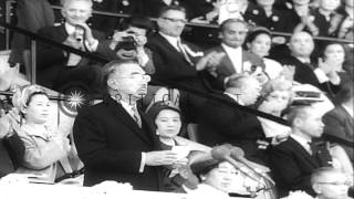 Emperor Hirohito declares the 18th modern Olympic Games open in Tokyo Japan HD Stock Footage [upl. by Assenab]