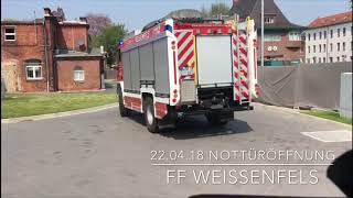 FF Weißenfels  Ausfahrt zur Nottüröffnung mit RW 2 amp DLK 2312 220418 [upl. by Eilsew]