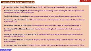 Presumptions in Statutory Interpretation External Aids to Interpretation of Statutes LLB [upl. by Abbot466]