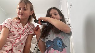 Straightening Greta🩵🩷’s hair [upl. by Freed]