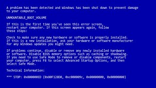 How to Fix Windows XP BSOD UNMOUNTABLEBOOTVOLUME Tutorial [upl. by Alysia]