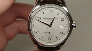 Baume amp Mercier Clifton Silver Mens Watch Review Model 10054 [upl. by Nomolas662]