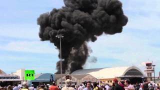 Dramatic footage Vintage stunt plane crashes outside Madrid at aerobatics show [upl. by Suryc]