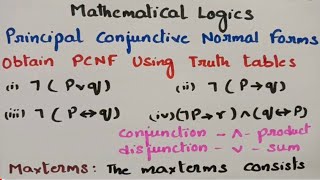 btech maths hub 7050 Principal Conjunctive Normal Forms concept problems using Truth tablesDMS [upl. by Gradey]