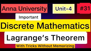 Discrete Mathematics  Lagranges Theorem Proof  Unit4  31 Anna University  Tamil [upl. by Waldon397]