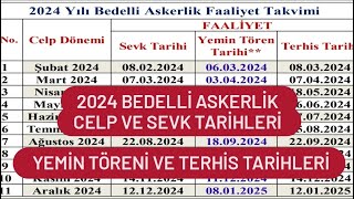 2024 Bedelli Askerlik Celp ve Sevk Tarihleri  Yemin TÃ¶reni ve Terhis Tarihleri [upl. by Avehs841]