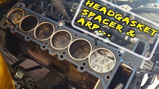 E36 BMW M50  CES COPPER SPACER  CUTRING GASKET  ARP Head Stud Install [upl. by Offen]