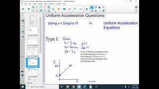 33 d t v t a t Graphs and Uniform Acceleration Questions Type 1 [upl. by Amelus]