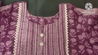 easy kurti front neck design cutting stitching [upl. by Dasya560]