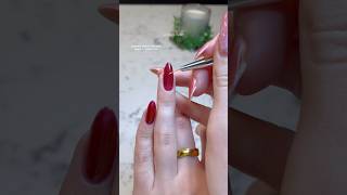 nailmas day 1054 red velvet nails ❤️✨🎀  diy gel nail tutorial  nails tutorial christmas [upl. by Accem]