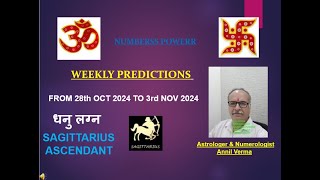 WEEKLY HOROSCOPE 28th OCT 2024 to 3rd NOV 2024SAGITTARIUS ASCENDANT धनु लग्न AstrologerAnnil Verma [upl. by Brianne]