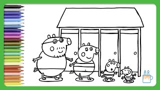 Vamos desenhar e colorir a Peppa Pig e sua família indo à piscina [upl. by Zeph]