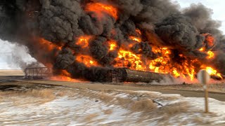 Macoun Train Derailment and Fire [upl. by Ahsiuq]