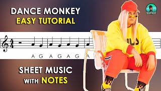 Dance Monkey  Sheet Music with Easy Notes for Recorder Violin  Piano Backing Track [upl. by Chambers912]