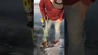 Checking ice on Delavan Be sure to watch the full ice report video [upl. by Aneba]