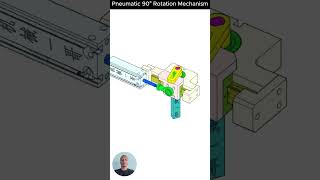 Pneumatic 90° Rotation Mechanism mechanicaldesign solidworks autocad mechanical mechanism [upl. by Lorine]