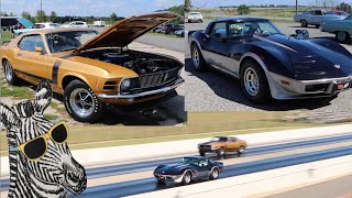 1970 Mustang Boss 302 vs 1978 Corvette special edition  Pure Stock Drag Race [upl. by Huskey]