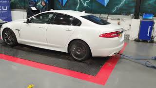 Jaguar XFR w Spires Stage 2 592bhp Dyno run after upper pulley and map ViezuTechnologies [upl. by Dnaleel]