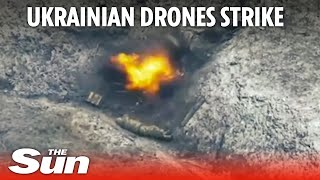 Ukraine Russia War Ukrainian drones strike fleeing Russian troops in frozen trenches [upl. by Aguie]