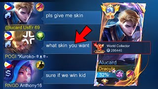 ALUCARD quotNO SKINquot BUT WORLD COLLECTOR PRANK IN MCL  Mobile Legends [upl. by Ynohtna]