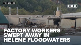 Hurricane Helene floodwaters sweep away Tennessee factory workers [upl. by Lyreb]