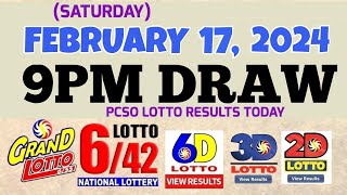 Lotto Result Today 9pm draw February 17 2024 655 645 6D Swertres Ez2 PCSOlotto [upl. by Sitruc]