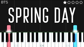 BTS 방탄소년단 봄날 Spring Day  EASY Piano Tutorial [upl. by Oina]