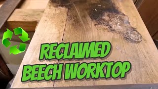 Reclaimed Beech Worktop  Episode 7  Reclaimed Wood countertop woodworking [upl. by Nogem]