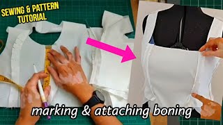 🧵 Making Square Neckline Wedding Dress × Sewing Polyester Boning × How to Sew × Sewing Tutorial [upl. by Nibbor102]