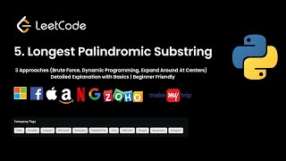 LeetCode 5 Longest Palindromic Substring Solution  Brute force DP expand around center explained [upl. by Trevor]