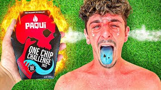 I Ate the NEW Worlds Spiciest Chip  2022 One Chip Challenge [upl. by Etezzil242]