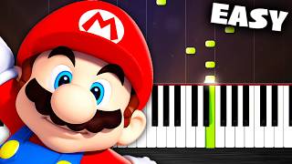 Super Mario Theme  EASY Piano Tutorial by PlutaX [upl. by Nosirrah]