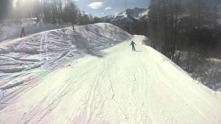 Skiing from the Top of Jafferau in Bardonecchia Italy down to the bottom in March 2016 [upl. by Rhiana]