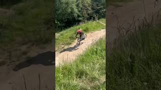 Huge step up jump on mountain bike  farmer Johns mtb park  bike mtb shorts bikershorts [upl. by Niu]