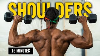 15 Minute Dumbbell Shoulders Workout  Burn amp Build 4 [upl. by Arob]