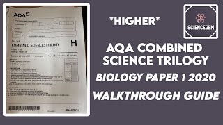 AQA GCSE COMBINED SCIENCE BIOLOGY PAPER 1 2020 TRILOGY PAPER WALKTHROUGH  ScienceGem [upl. by Enomor]